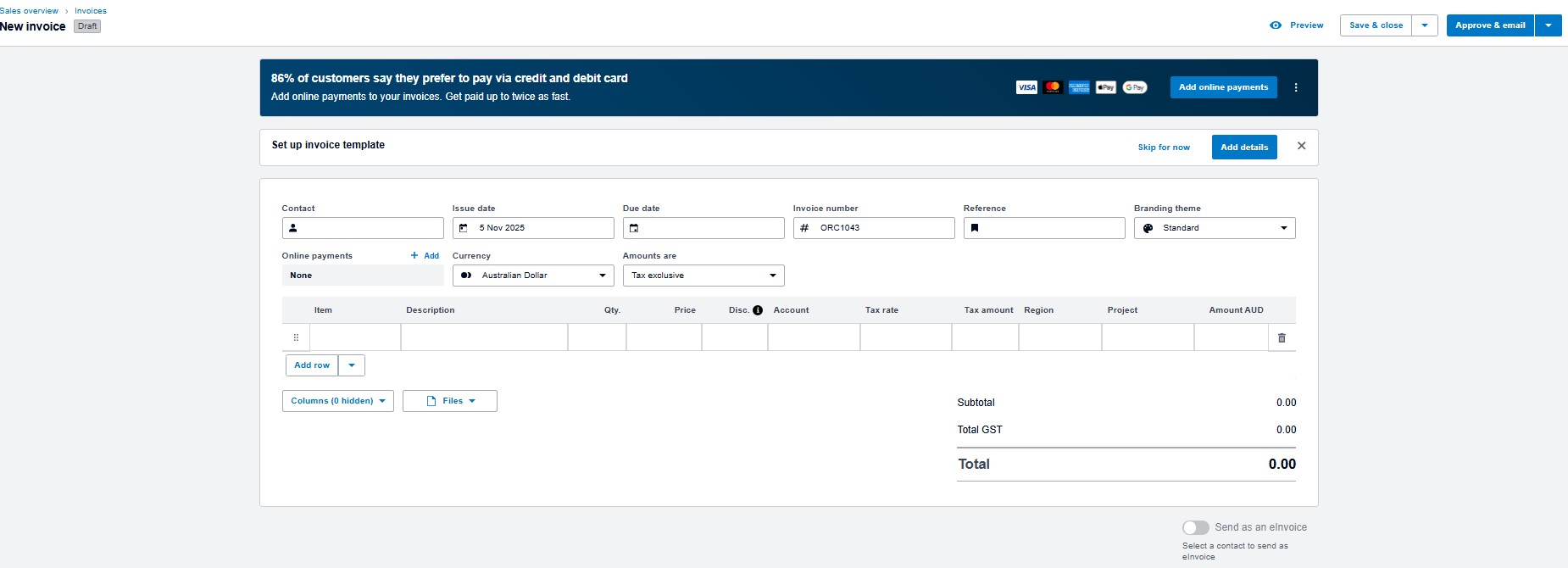 Xero Invoice Template